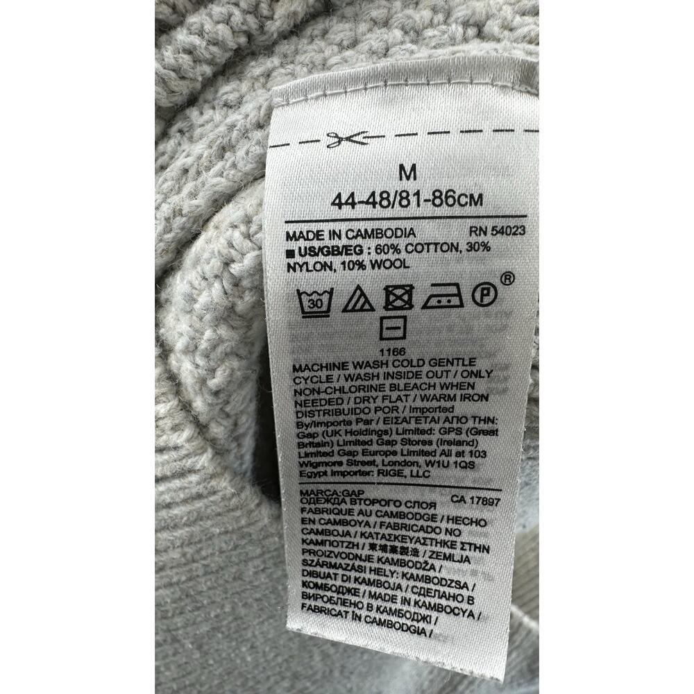 GAP Cable Knit Sweater Medium Gray Crewneck Cotton Wool Blend Cozy - Picture 6 of 6